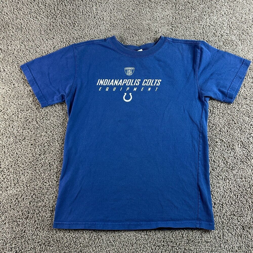 Indianapolis Colts Reebok Shirt Boys Large 14/16 Blue White NFL Short Sleeve